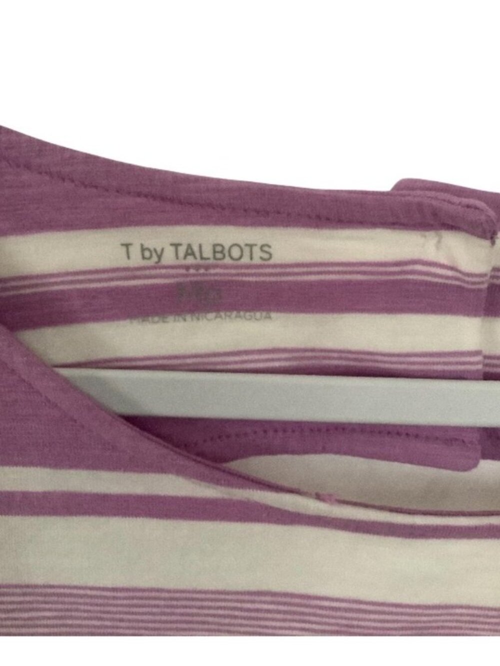 Talbot purple striped 3/4 sleeve with unique cut out in back. Size M - Picture 5 of 6